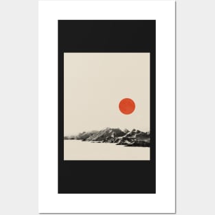 Red moon Minimal landscape 5 Posters and Art